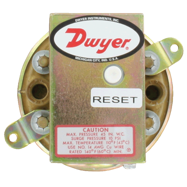 Dwyer Series 1900 Compact Low Differential Pressure Switch with Conduit Range 0.07-0.15WC