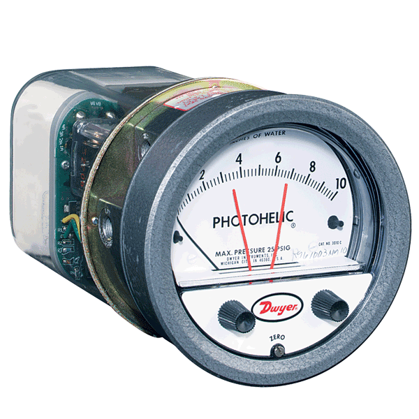 Dwyer Mini-Photohelic Series MP Differential Pressure Switch/Gauge Range 0-10WC 