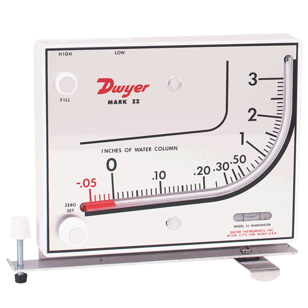 Dwyer Series Mark II 25 Plastic Manometer Inclined Vertical Scale 0 to 3 Inh2o for sale online 