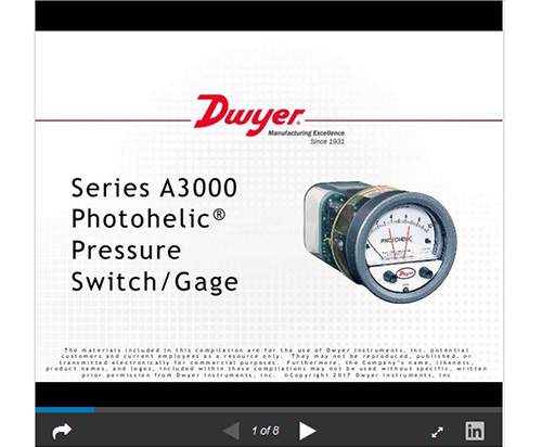 Range 0-60WC Range 0-60WC Dwyer Instruments A3060 Dwyer Photohelic Series A3000 Pressure Switch/Gauge 