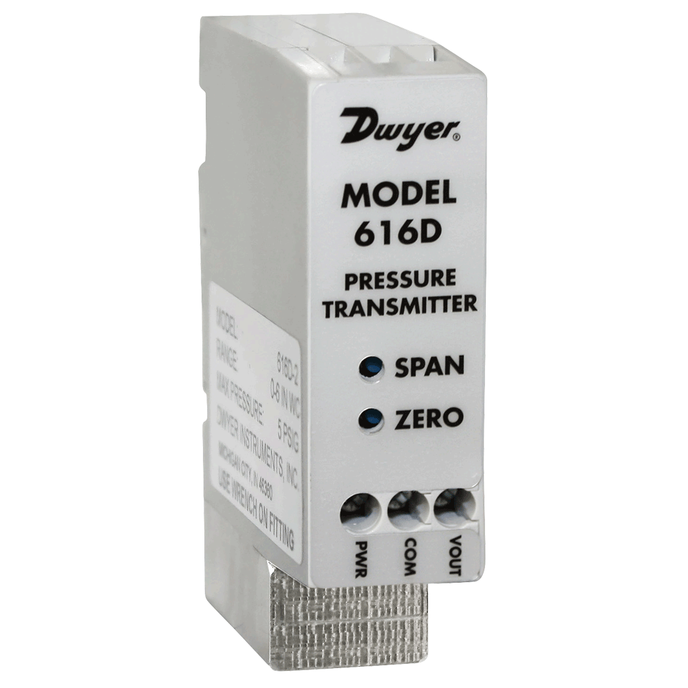 Low Range DP Transmitter 4-20 mA & 0-10V output NPT Connection ±0.5 wc with 1.0 % acc Dwyer 616KD-LR-B45-ND1 