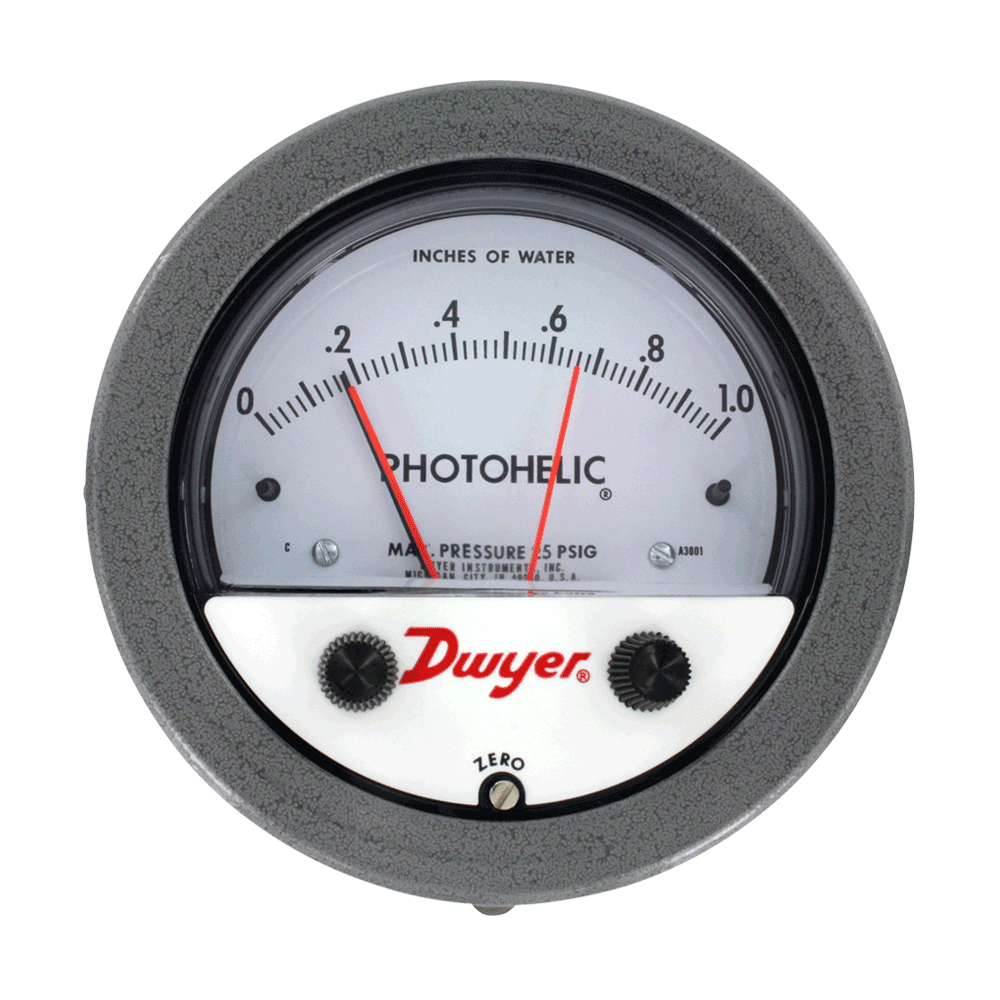 Dwyer MP-000 0-0.5 Inh20 Mini-Photoheli Press Gauge/Switch Cole-Parmer 