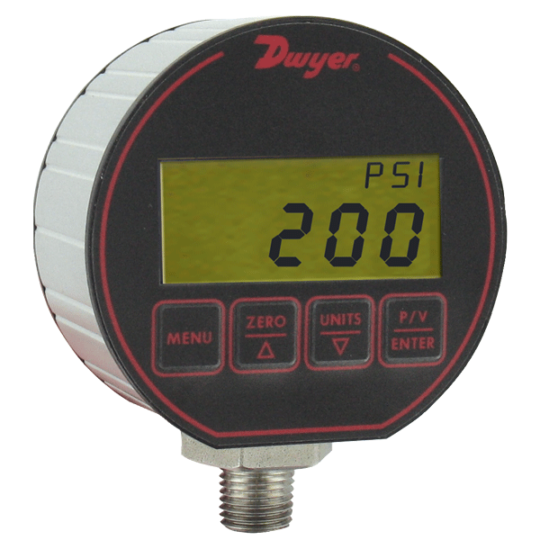 DWYER INSTRUMENTS DPG-110 Digital Pressure Gauge,3" Dial Size,Blk 