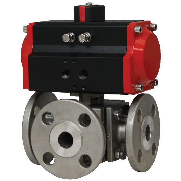 Series WE34 3-Way Flanged Stainless Steel Ball Valve